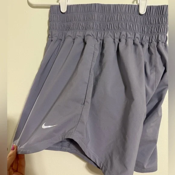 Nike Women's Gray Purple Dri-FIT Elastic Shorts - Picture 3 of 5